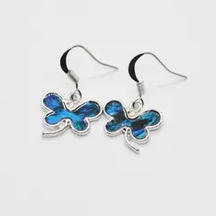 Cercei fluture din scoica abalone M1, cu agatatoare