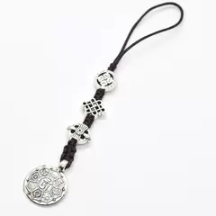 Amuleta Feng Shui din metal cu zodiac si 8 simboluri, argintie