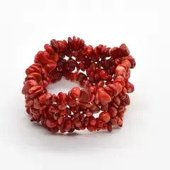 Bratara coral rosu chipsuri pe elastic