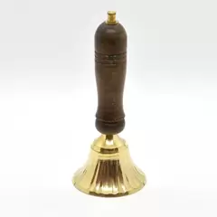 Clopotel auriu cu maner din lemn 12cm