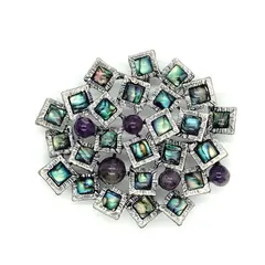 Brosa / Pandantiv cu scoica abalone si ametist