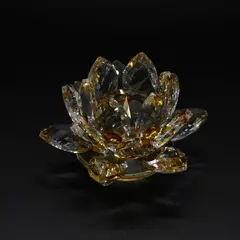 Floare de lotus Galbena din cristal de sticla - 8cm