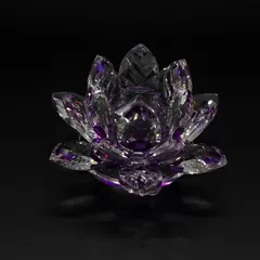 Floare de lotus Mov din cristal de sticla - 8cm