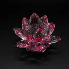 Floare de lotus Roz din cristal de sticla - 8cm