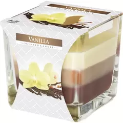 Lumanare parfumata Bispol in trei culori, pahar patrat - Vanilla