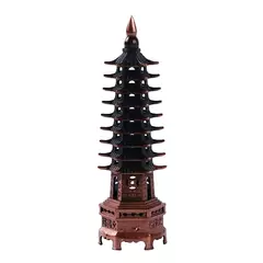 Statueta Feng Shui Pagoda cu 9 niveluri din metal, cupru - 13cm