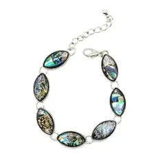 Bratara scoica abalone cu montura metal, oval - model 6