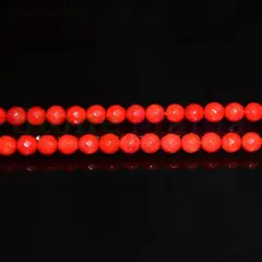 Colier coral rosu sfere fatetate 6mm