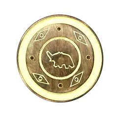 Suport lemn ardere betisoare parfumate rotund cu elefant, galben - 8cm