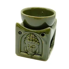 Vas aromaterapie din ceramica, Buddha verde 8,2cm