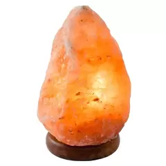 Veioza / Lampa din sare de Himalaya pe suport din lemn 1-2 Kg, Alege greutatea: 1-2 Kg