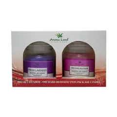 Set 2 lumanari parfumate Lavanda + Floare de livada, Aromaland, 482g