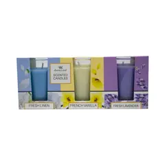 Set 3 lumanari parfumate Lenjerie proaspata + Vanilie + Lavanda, Aromaland, 420g