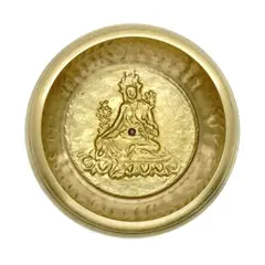 Bol tibetan cantator Nepal cu perna colorata - Tara alba, 10cm