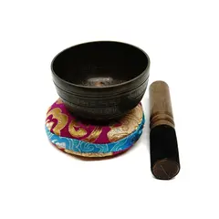 Bol tibetan cantator Nepal cu perna colorata - Silaba Aum (OM), 9cm, Dimensiune: 9cm