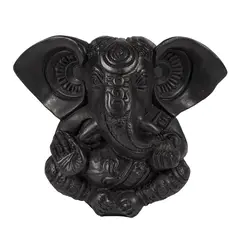 Statueta Feng Shui Ganesh din rasina, negru - 16cm