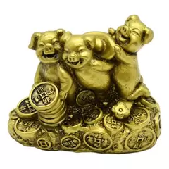 Statueta Feng Shui porc auriu din rasina 8,7cm, model 11