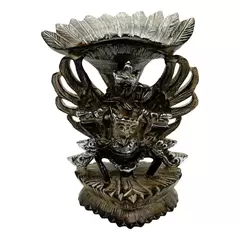 Statueta Feng Shui Vishnu pe Pasarea Garuda din lemn, scluptat manual - 22cm