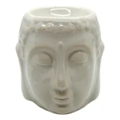 Vas aromaterapie din ceramica cu model Buddha, mic - alb