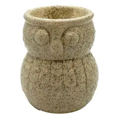 Vas aromaterapie din ceramica cu model Bufnita, mic - crem