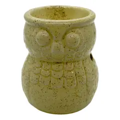 Vas aromaterapie din ceramica cu model Bufnita, mic - galben-verzui