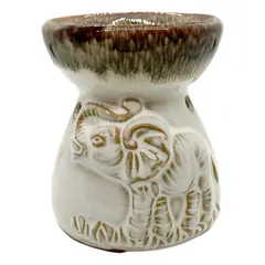 Vas aromaterapie din ceramica cu model Elefant - alb
