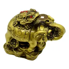Statueta Feng Shui Elefant cu broasca raioasa din rasina 7cm