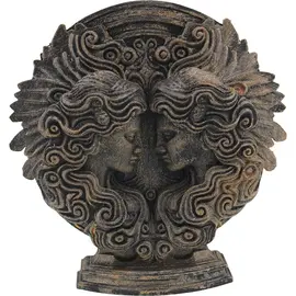 Decoratiune gravata zodia Gemeni cu accente aurii, 13,5cm