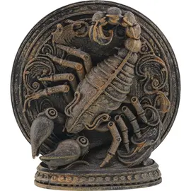 Decoratiune gravata zodia Scorpion cu accente aurii, 13,5cm