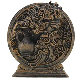 Decoratiune gravata zodia Varsator cu accente aurii, 13cm