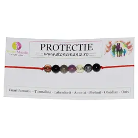 Bratara 7 cristale protectie 6mm snur rosu