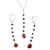 Set Cercei cu agatatoare si pandantiv Safir lucrat manual si Coral natural cu argint 925