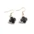 Cercei cu agatatoare Obsidian trifoi cu montura aurie, 18mm