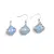 Set Cercei cu agatatoare si Pandantiv Agat bleu trifoi cu montura argintie, 18mm