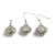 Set Cercei cu agatatoare si Pandantiv Agat dendritic trifoi cu montura argintie, 18mm
