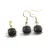 Set Cercei cu agatatoare si Pandantiv Obsidian patrat cu montura aurie, 15mm