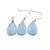 Set Cercei cu agatatoare si Pandantiv Agat bleu oval cu montura argintie, 20mm