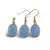 Set Cercei cu agatatoare si Pandantiv Agat bleu oval cu montura aurie, 20mm