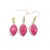 Set Cercei cu agatatoare si Pandantiv Agat roz oval ascutit cu montura aurie, 22mm