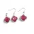 Set Cercei cu agatatoare si Pandantiv Agat roz trifoi cu montura argintie, 18mm
