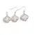 Set Cercei cu agatatoare si Pandantiv Cuart roz trifoi cu montura argintie, 18mm