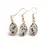 Set Cercei cu agatatoare si Pandantiv Jasp dalmatian oval ascutit cu montura aurie, 22mm