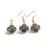 Set Cercei cu agatatoare si Pandantiv Labradorit trifoi cu montura aurie, 18mm