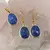 Set Cercei cu agatatoare si Pandantiv Lapis Lazuli oval cu montura aurie, 20mm, imagine 2