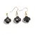 Set Cercei cu agatatoare si Pandantiv Obsidian trifoi cu montura aurie, 18mm