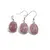 Set Cercei cu agatatoare si Pandantiv Rodonit roz oval cu montura argintie, 20mm