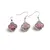 Set Cercei cu agatatoare si Pandantiv Rodonit roz trifoi cu montura argintie, 18mm