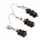 Set cercei cu agatatoare si pandantiv Obsidian mahon discuri fatetate, 6-7mm