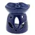 Vas aromaterapie din ceramica model petale cu baza rotunda, albastru - 7,5cm