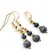 Set Cercei si Pandantiv Safir sfere fatetate cu bumbi aurii, 4-6mm